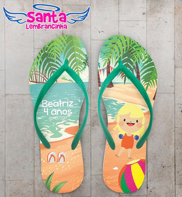Chinelo Personalizado Infantil Praia Menina COD 6820