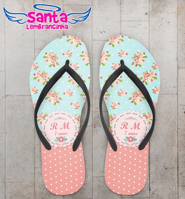 Chinelo Personalizado Infantil Floral COD 6826