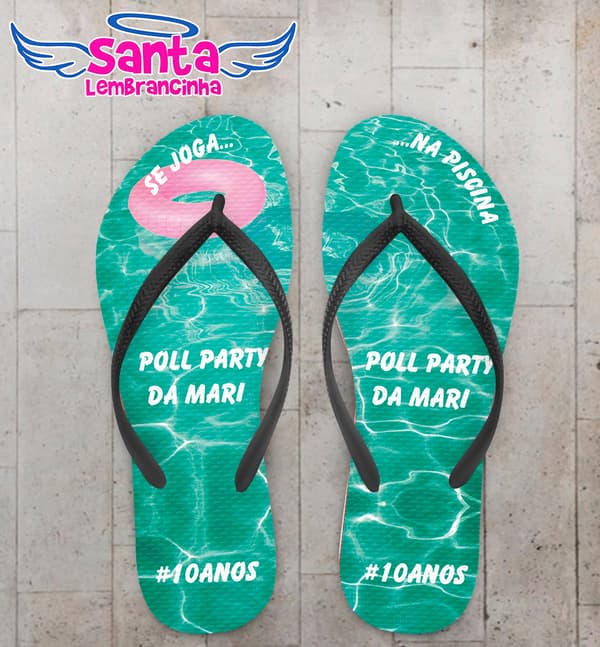 Chinelo Personalizado Infantil Pool Party COD 6824