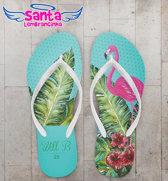 Chinelo Personalizado Flamingos COD 6777