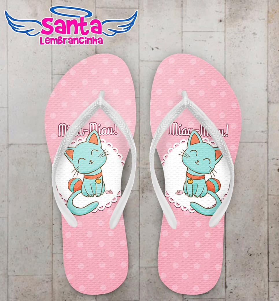 Chinelo Personalizado Infantil de Gatinho COD 6782