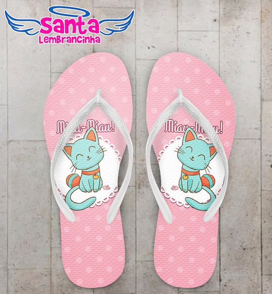 Chinelo Personalizado Infantil de Gatinho COD 6782