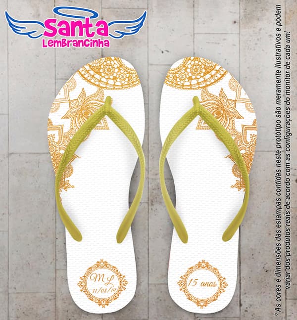 Chinelo Personalizado Casamento com Arabesco COD 6862