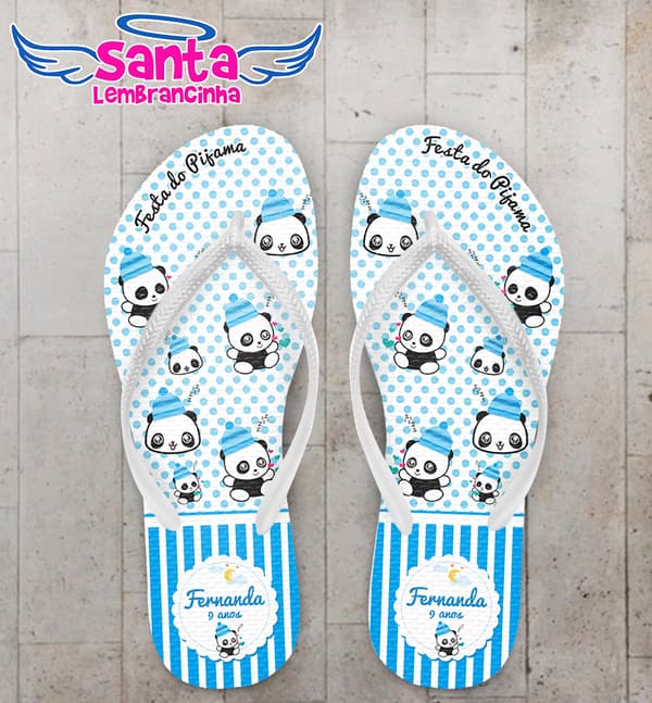 Chinelo Personalizado Infantil Festa do Pijama COD 6809