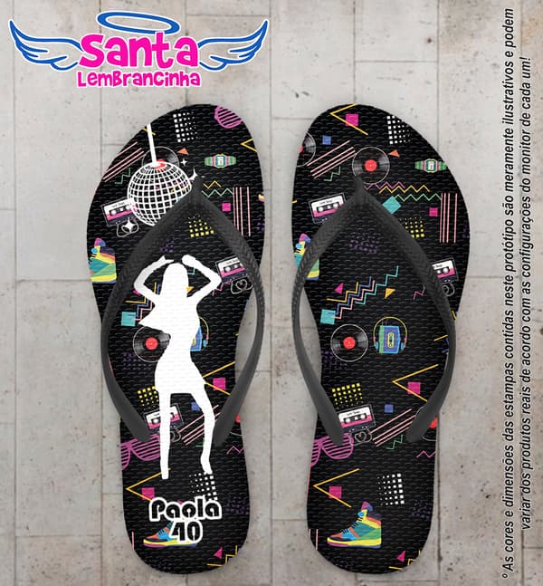 Chinelo Personalizado Aniversário Discoteca COD 6869