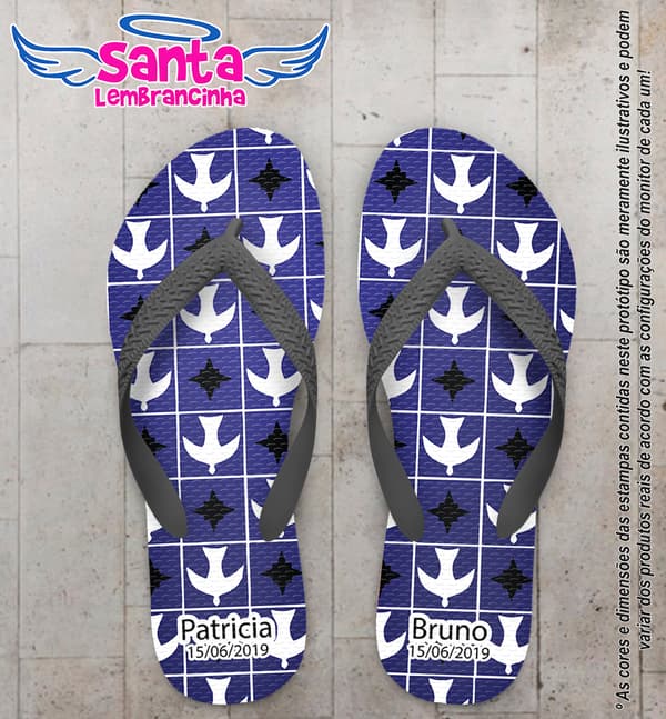 Chinelo Personalizado Casamento Azul COD 6863