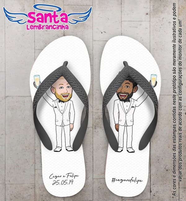 Chinelo Personalizado Casamento LGBT COD 6845