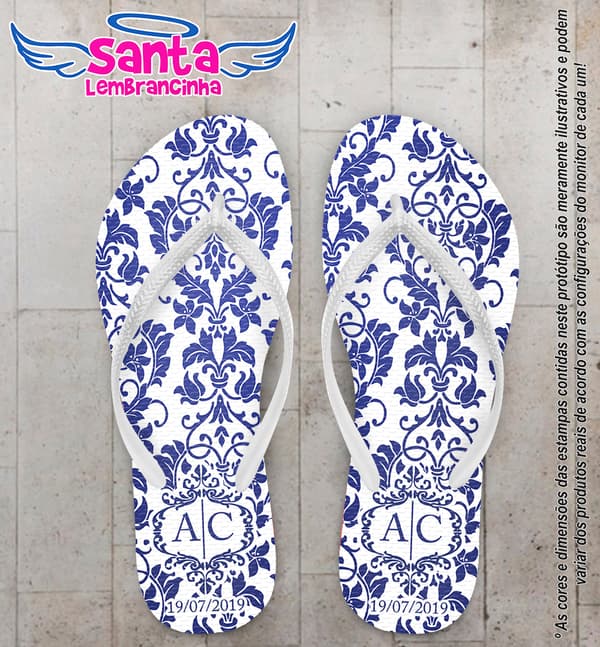 Chinelo Personalizado Casamento com Floral COD 6884