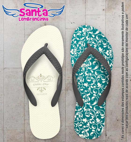 Chinelo Personalizado Casamento com Arabesco COD 6861