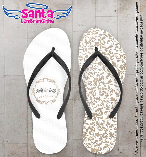 Chinelo Personalizado Casamento com Arabesco COD 6867