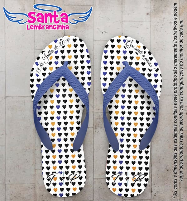 Chinelo Personalizado Casamento com Corações COD 6877