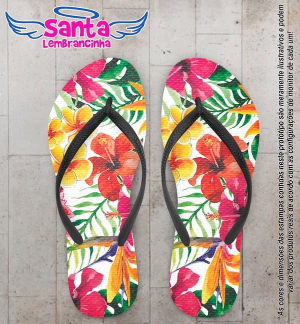 Chinelo Personalizado Casamento com Floral COD 6883