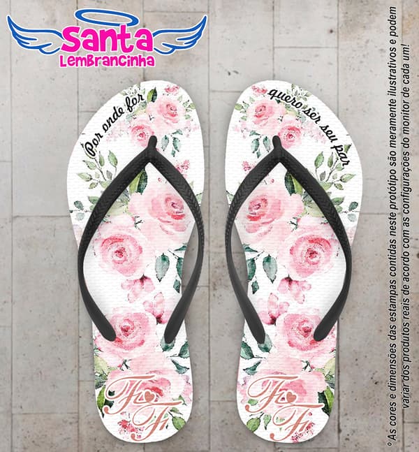 Chinelo Personalizado Casamento com Floral COD 6844