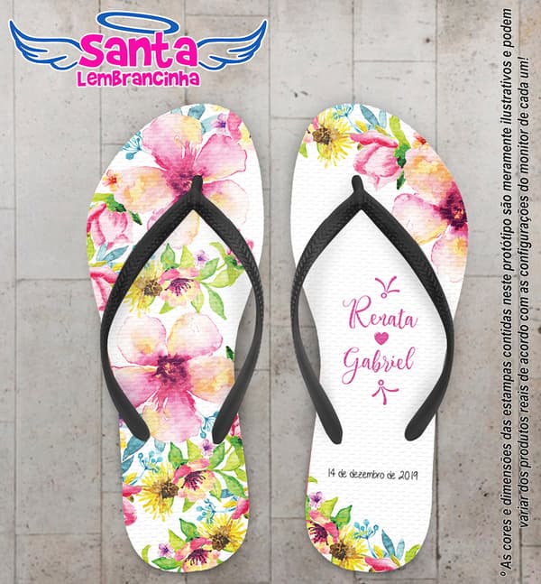 Chinelo Personalizado Casamento Floral COD 6852