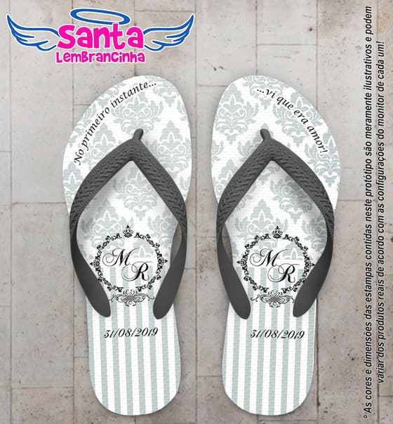 Chinelo Personalizado Casamento com Arabesco COD 6866
