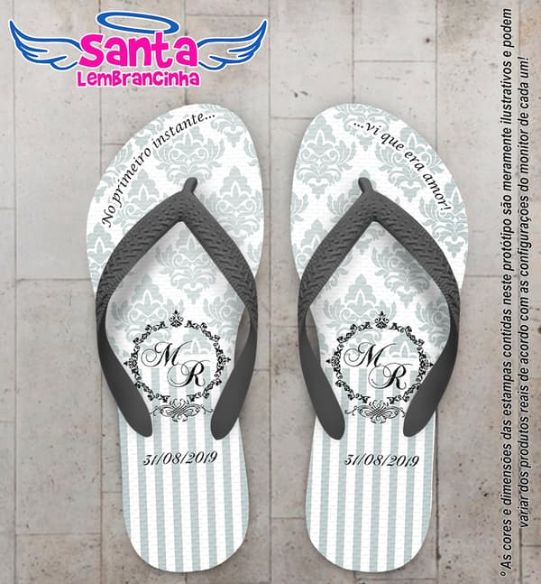 Chinelo Personalizado Casamento com Arabesco COD 6866