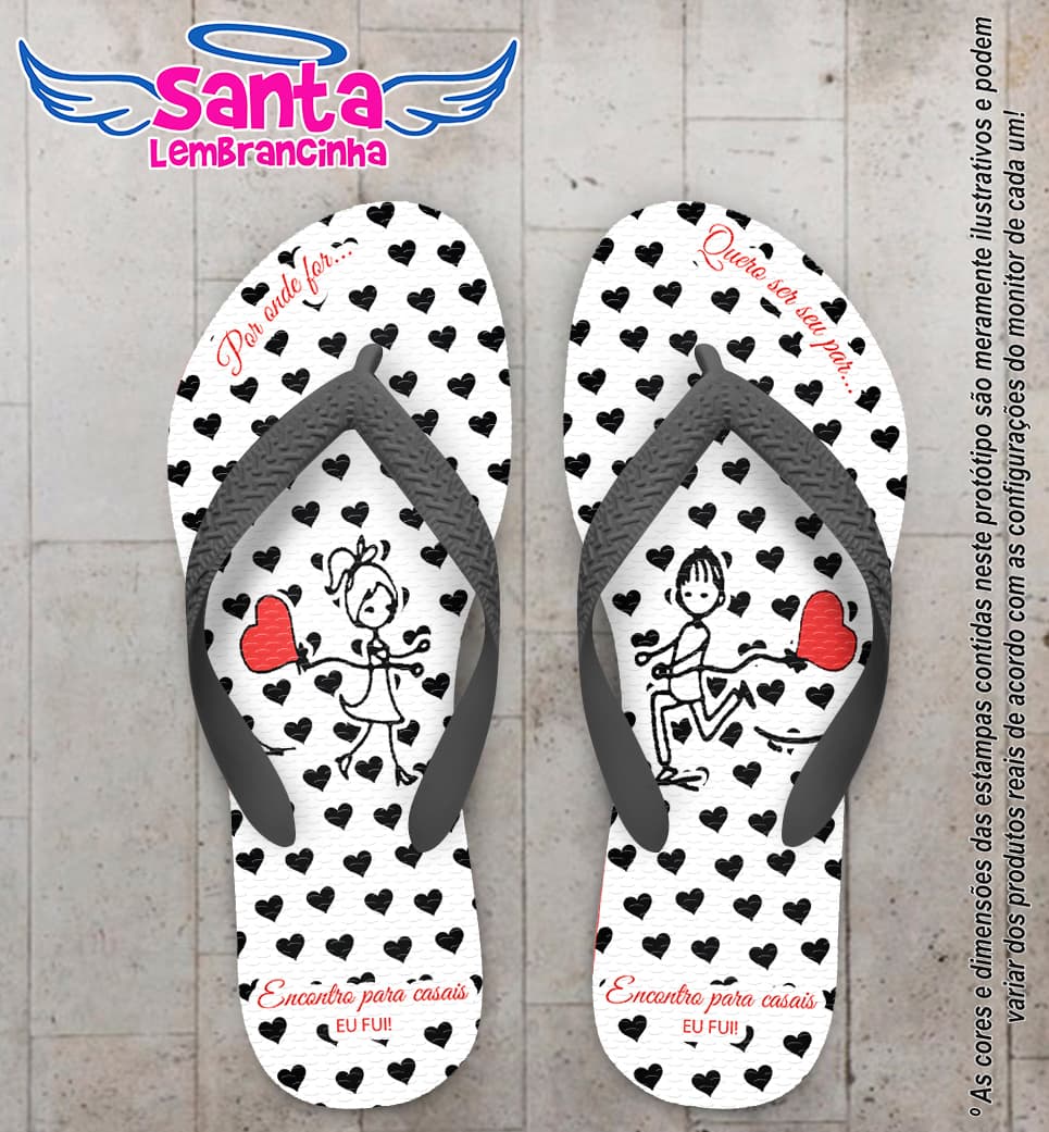Chinelo Personalizado Casamento com Noivinhos COD 6847