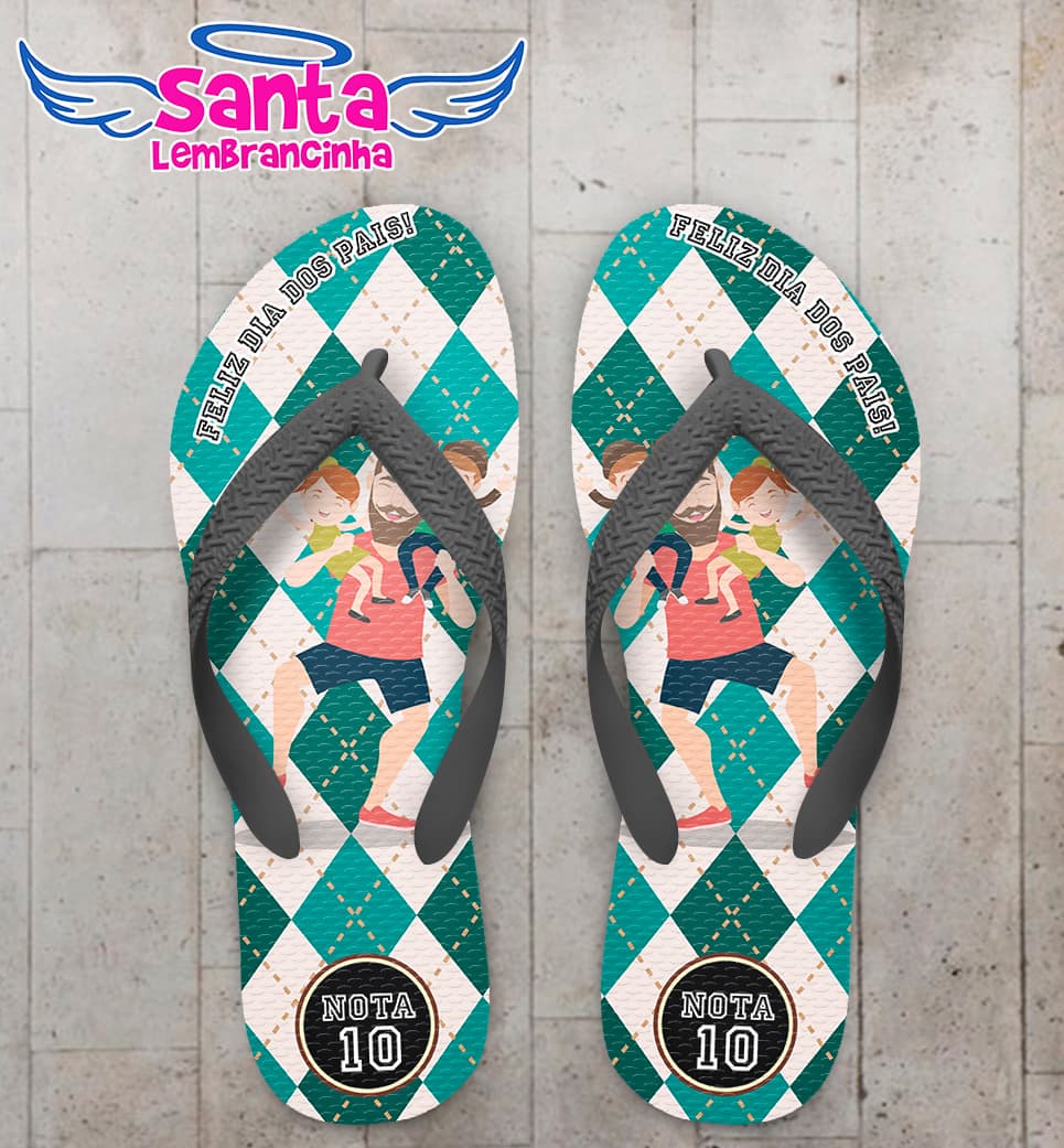 Chinelo Personalizado Dia dos Pais Xadrez pai nota 10 COD 6933