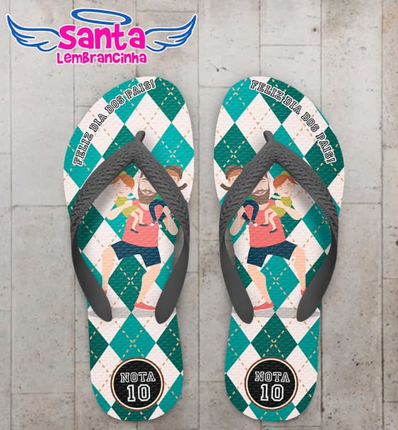 Chinelo Personalizado Dia dos Pais Xadrez pai nota 10 COD 6933