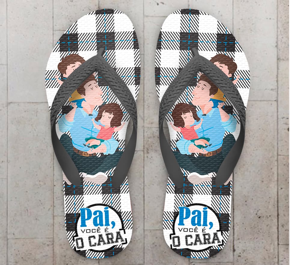 Chinelo Personalizado Dia dos Pais Xadrez com Filhos COD 6937