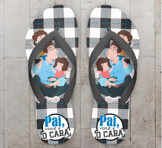 Chinelo Personalizado Dia dos Pais Xadrez com Filhos COD 6937