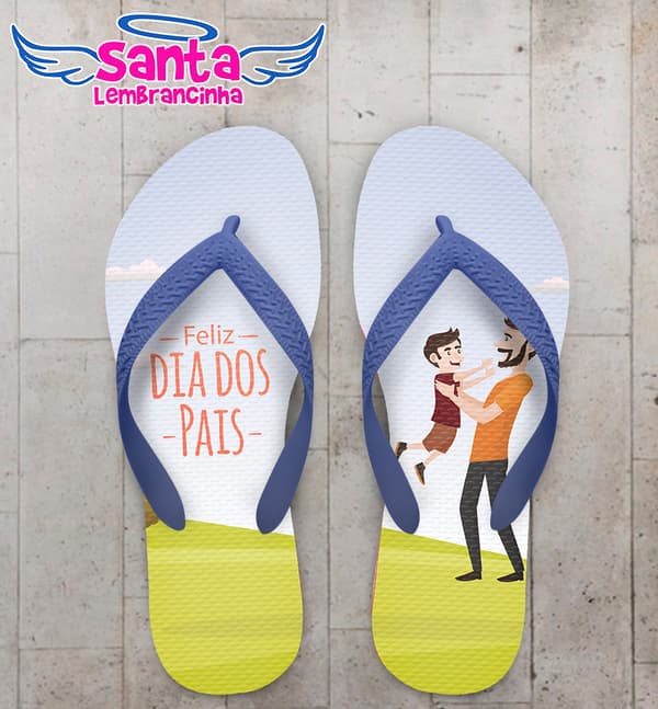 Chinelo Personalizado Dia dos Pais com Pai e Filho Brincando COD 6924
