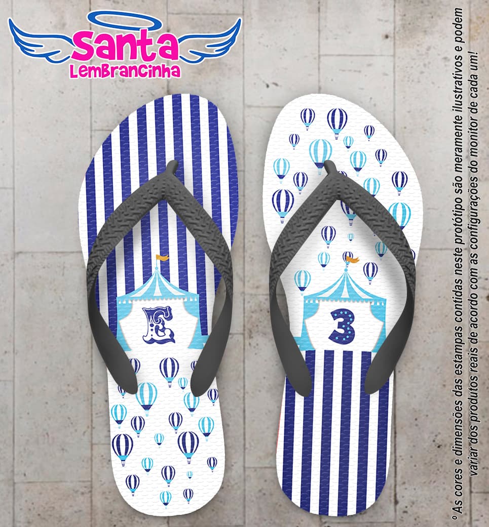 Chinelo Personalizado Infantil Listrado com Bolos COD 6868