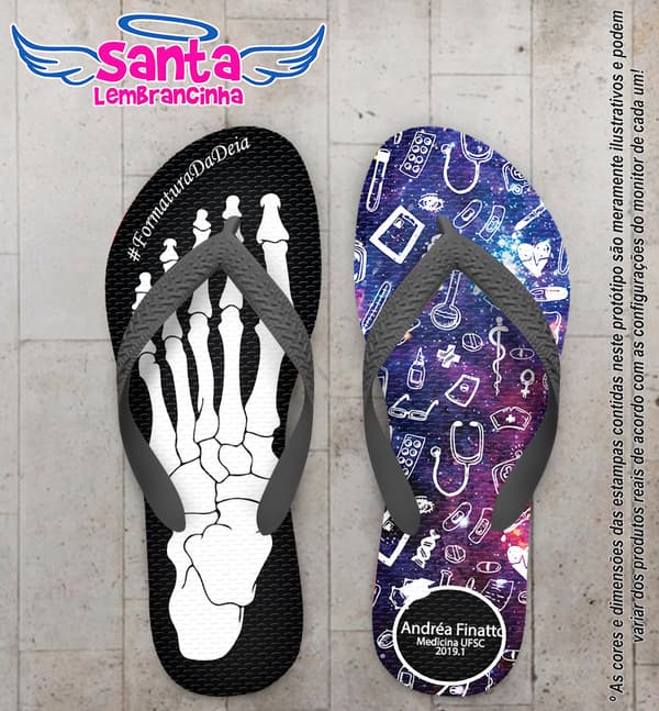 Chinelo Personalizado Formatura Medicina Esqueleto COD 6853