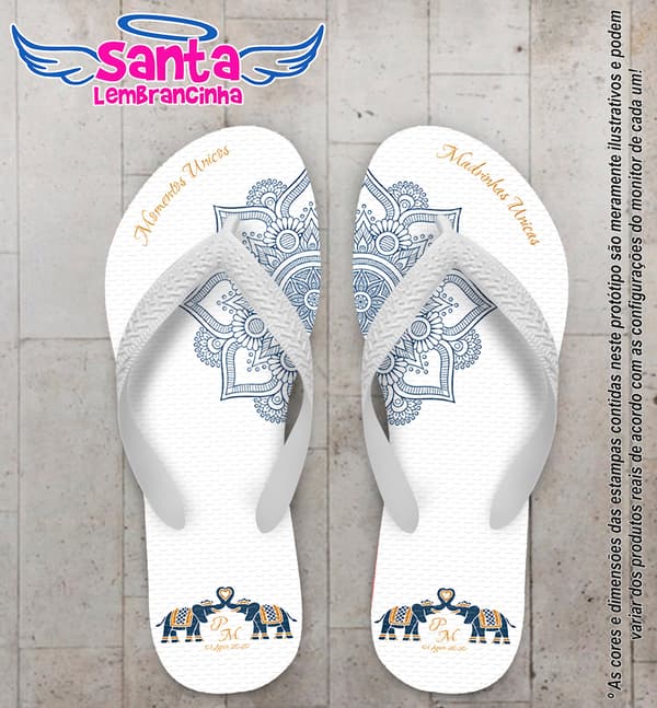 Chinelo Personalizado Casamento com Arabesco COD 6878