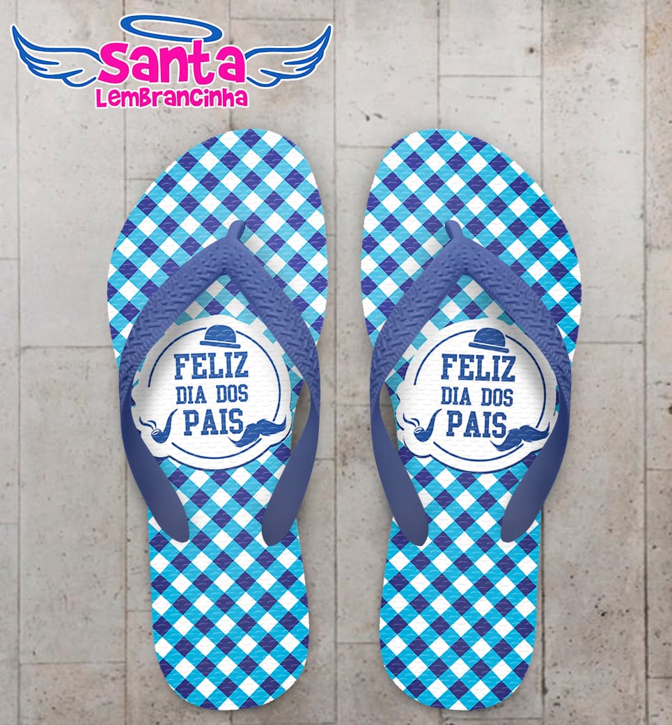 Chinelo Personalizado Dia dos Pais Fundo Xadrez COD 6914