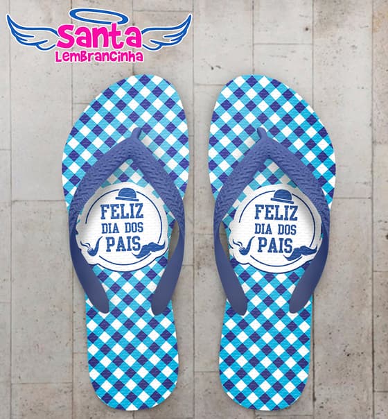 Chinelo Personalizado Dia dos Pais Fundo Xadrez COD 6914