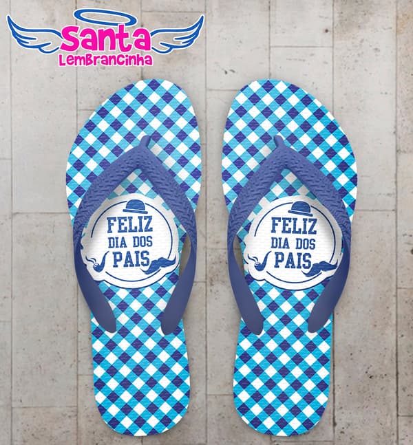 Chinelo Personalizado Dia dos Pais Fundo Xadrez COD 6914