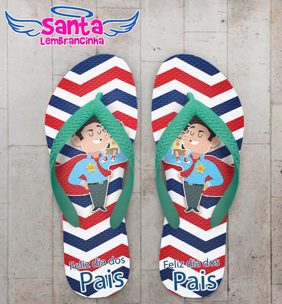 Chinelo Personalizado Dia dos Pais Pai e Filho Fundo Chevron COD 6916