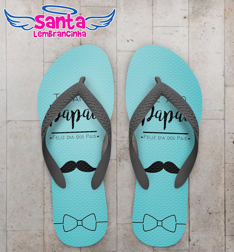 Chinelo Personalizado Dia dos Pais Tiffany com Bigode COD 6912