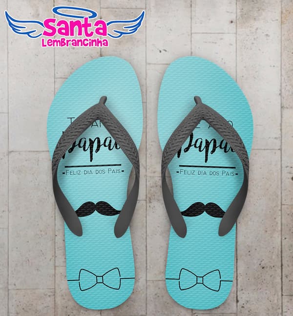Chinelo Personalizado Dia dos Pais Tiffany com Bigode COD 6912