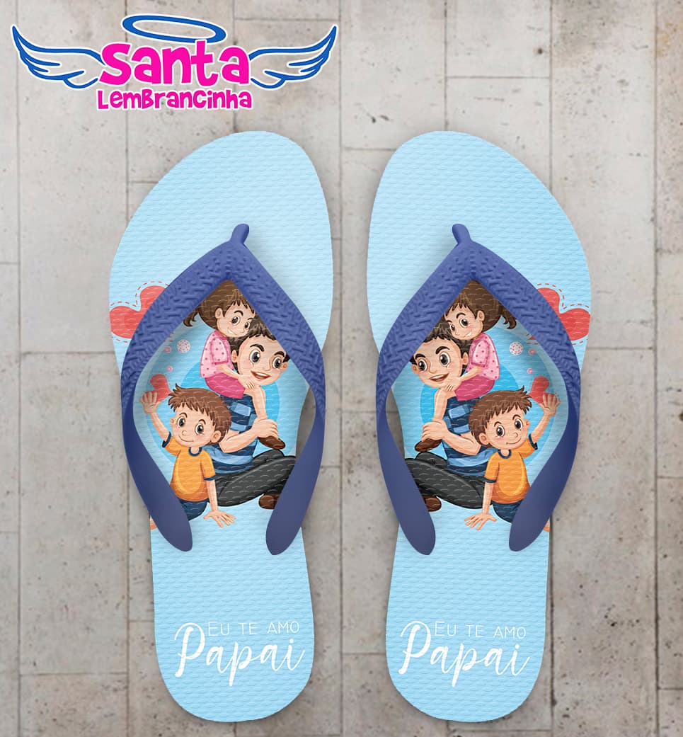 Chinelo Personalizado Dia dos Pais com Pai e Filhos COD 6919