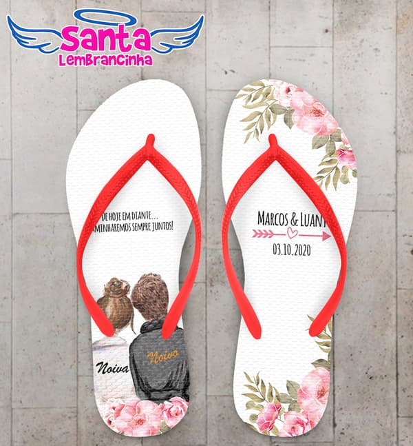 Chinelo Personalizado Casamento com Noivinhos COD 9060