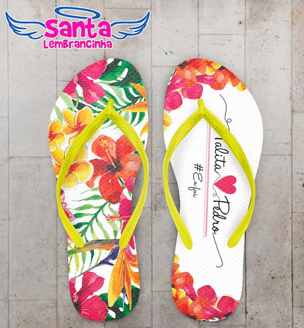 Chinelo Personalizado Casamento Floral COD 9069