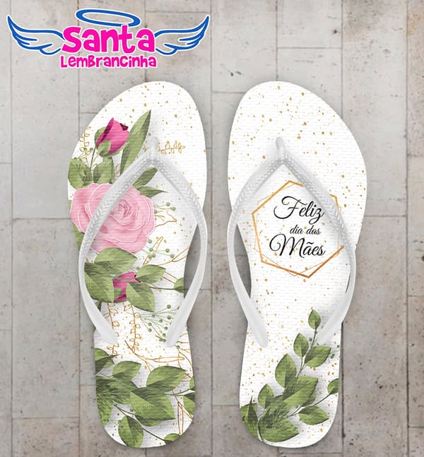Chinelo Personalizado Dia das Mães com Flores COD 9047