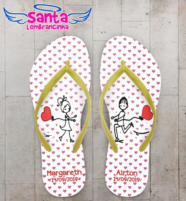 Chinelo Personalizado Casamento com Noivinhos COD 9068