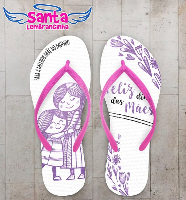 Chinelo Dia das Mães Personalizado com Flores COD 9136