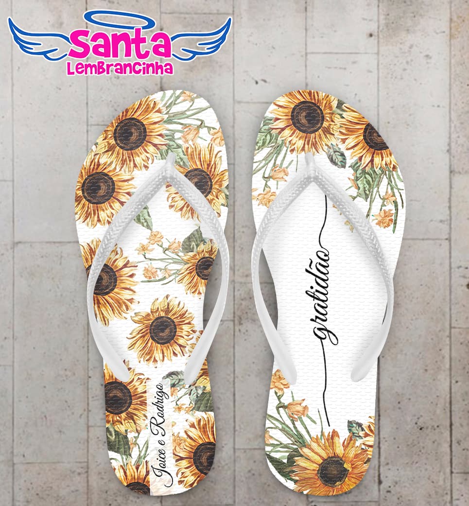 Chinelo Casamento Personalizado com Girassol COD 9132