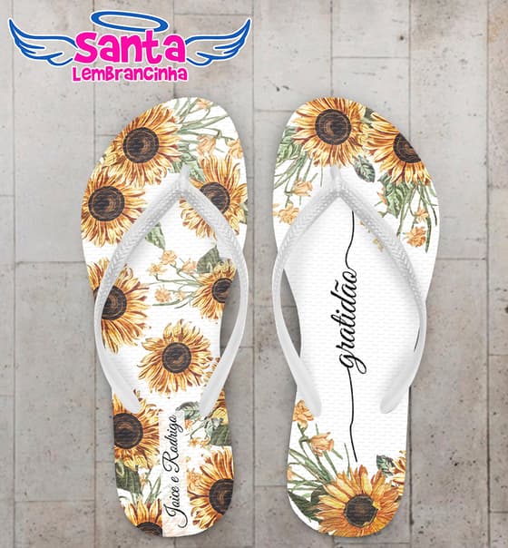 Chinelo Casamento Personalizado com Girassol COD 9132