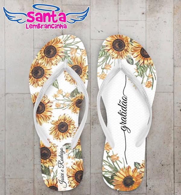 Chinelo Casamento Personalizado com Girassol COD 9132