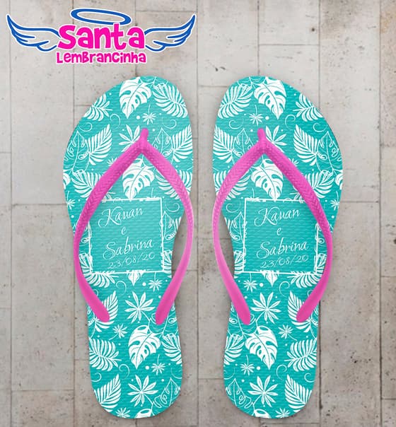 Chinelo Casamento Personalizado com Folhagens COD 9294