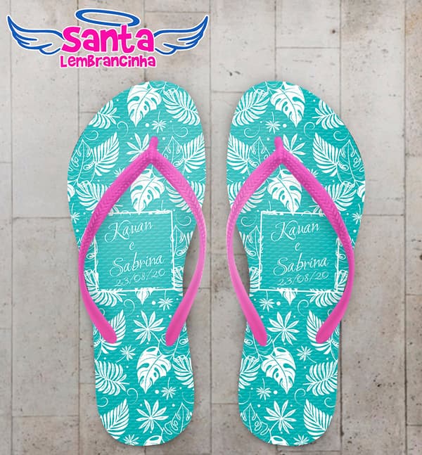 Chinelo Casamento Personalizado com Folhagens COD 9294