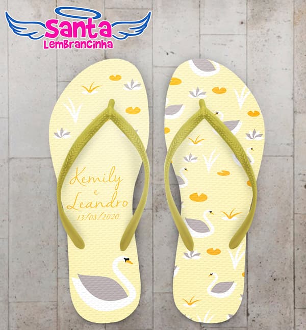 Chinelo Casamento Personalizado com Cisne COD 9125