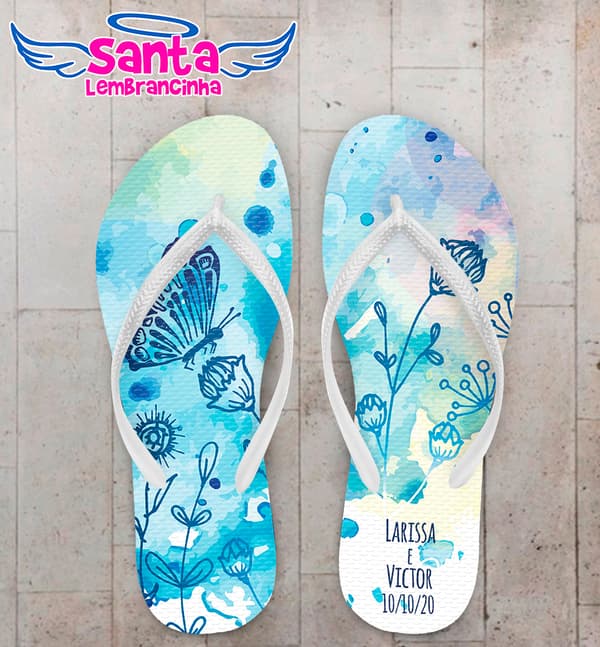 Chinelo Casamento Personalizado com Borboletas COD 9163