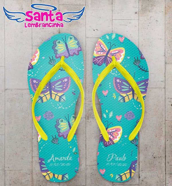 Chinelo Casamento Personalizado com Borboletas COD 9162