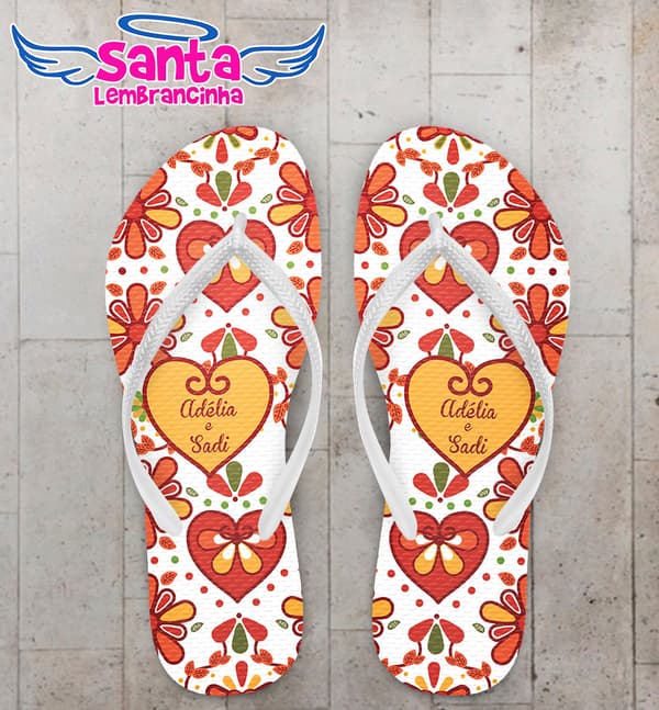 Chinelo Casamento Personalizado Corações COD 9316